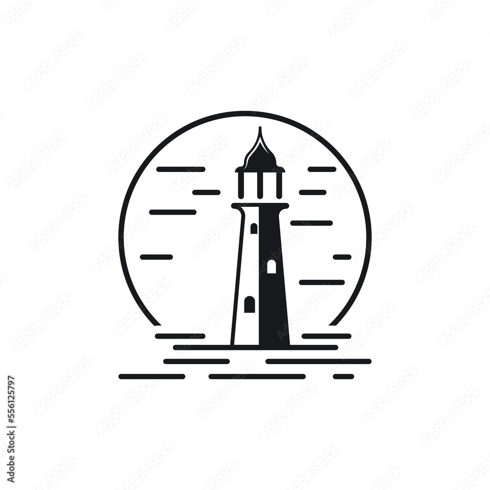 Lighthouse icon logo and vector illustration beacon tower design Lighthouse icon logo and vector illustration beacon tower design