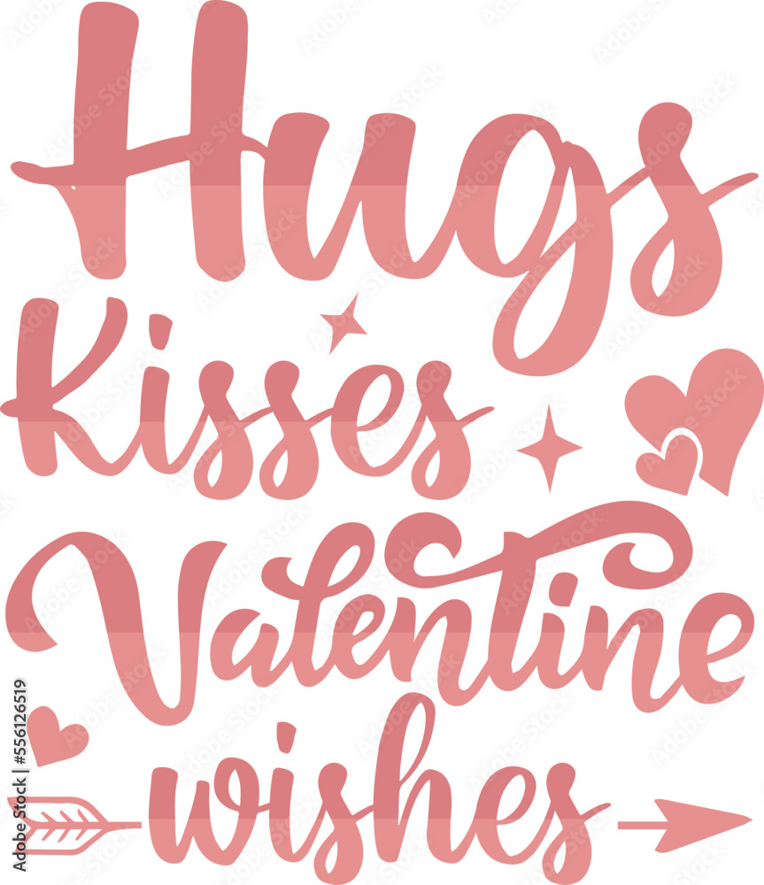 Hugs kisses valentine wishes -valentine's day SVG, Vector Design, valentine's day SVG File, valentine's day Shirt SVG, valentine's day mug SVG, Retro valentine's day SVG