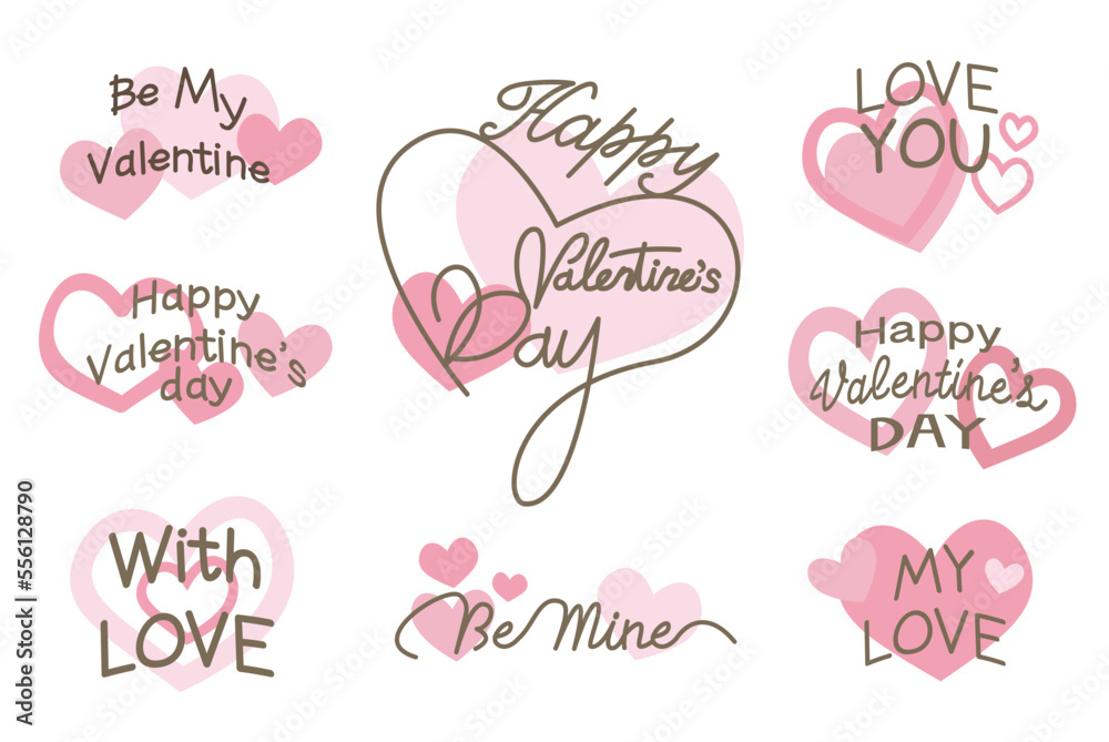 Set of Valentine's day Calligraphy. Decorative lettering for Valentine's day. Happy Valentine's day typography collection. Vector illustration. Set of Valentine's day Calligraphy. Decorative lettering for Valentine's day. Happy Valentine's day typography collection. Vector illustration.
