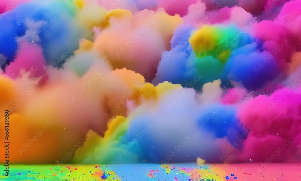 Colorful Holi festival powder banner and background for designer. Different types of Color powder exploding background.