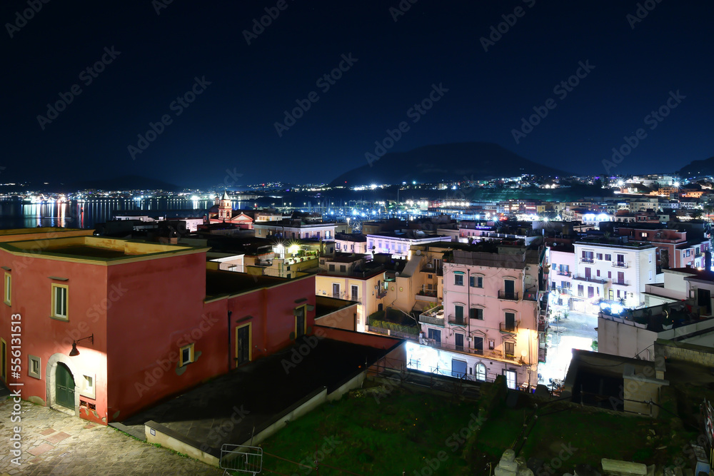 Panoramic view of the historic center of the city in the province of Naples.