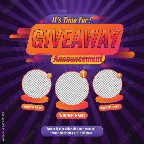Giveaway quiz contest for social media feed. template giveaway prize win competition follow the steps below