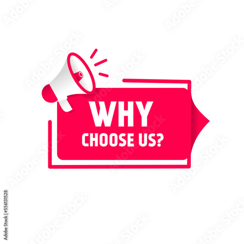 Why choose us on banner. Vector design.