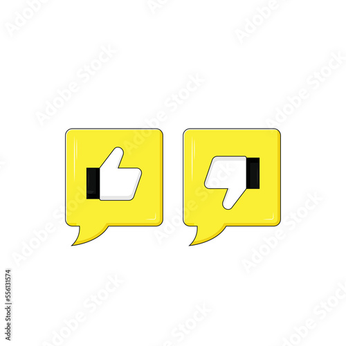 Like and unlike symbol with message bubble vector graphics