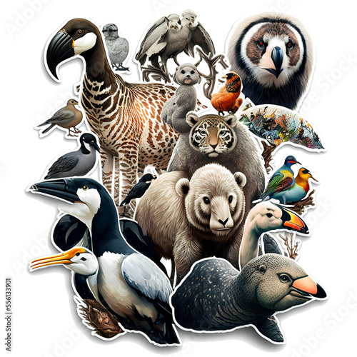 Stickers made of animals with a transparent background photo