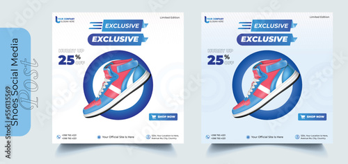 Shoes social media banner, post templates design. Sneaker post social media pack.