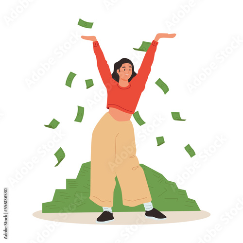 Passive income illustration. Characters enjoying financial freedom and independence.
