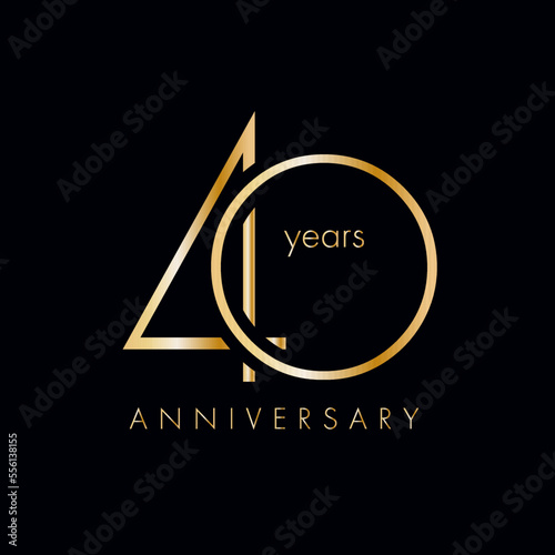 Obraz na płótnie 40 Year Anniversary Logo, Golden Color, Vector Template Design element for birthday, invitation, wedding, jubilee and greeting card illustration w salonie