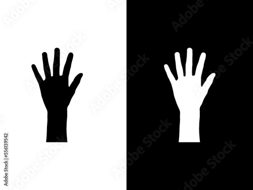 Art illustration design concpet icon black white logo isolated symbol of hand gesture five