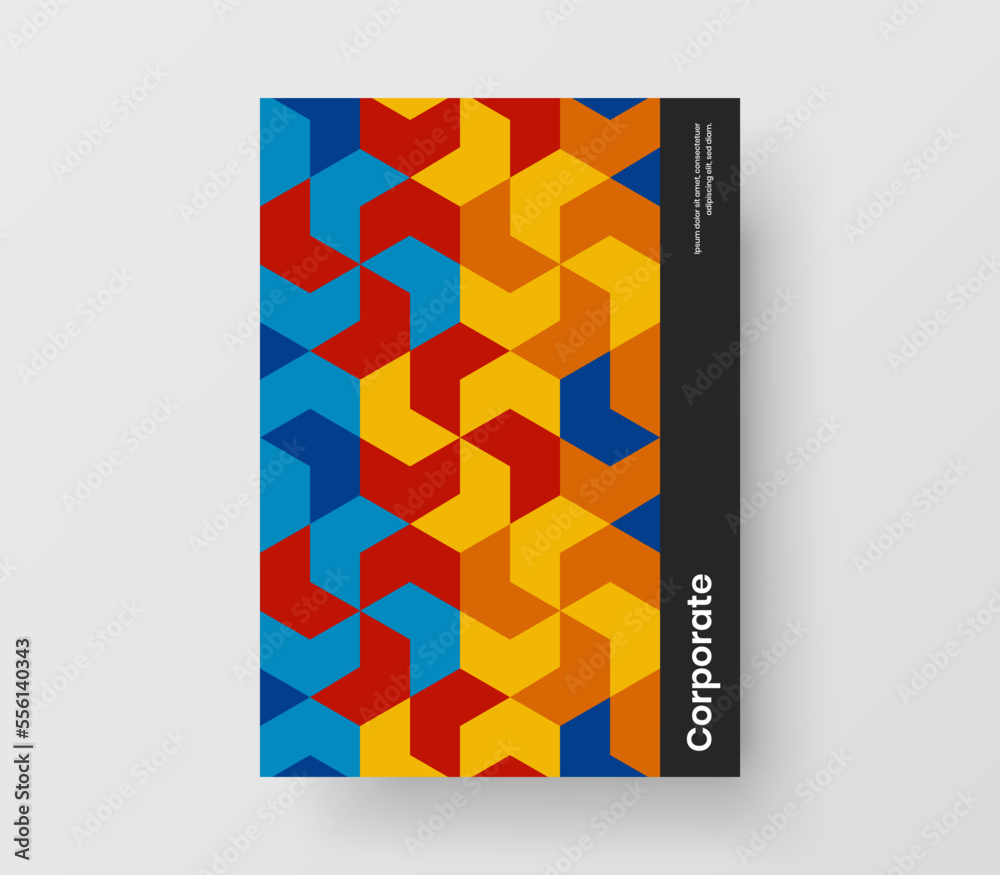 Original placard design vector layout. Premium mosaic hexagons catalog cover concept.