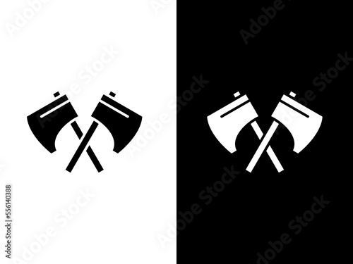 Art illustration design concpet icon black white logo isolated symbol of axe