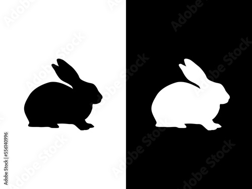 Art illustration design concpet icon black white logo isolated symbol of rabbit