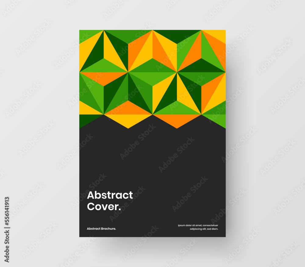Premium geometric pattern booklet illustration. Isolated annual report vector design template.