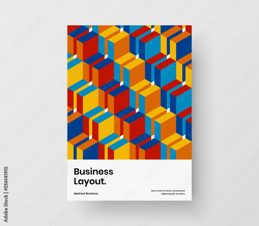 Fresh company identity design vector layout. Trendy mosaic hexagons front page illustration.