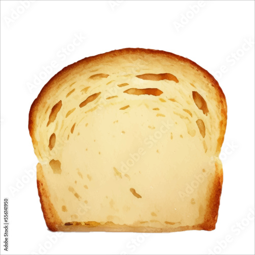 Delicious Slice of Bread Isolated Beautiful Watercolor Painting Illustration Vector