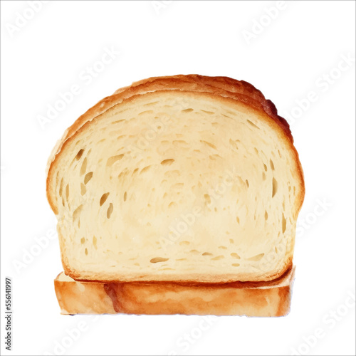 Delicious Slice of Bread Isolated Beautiful Watercolor Painting Illustration Vector