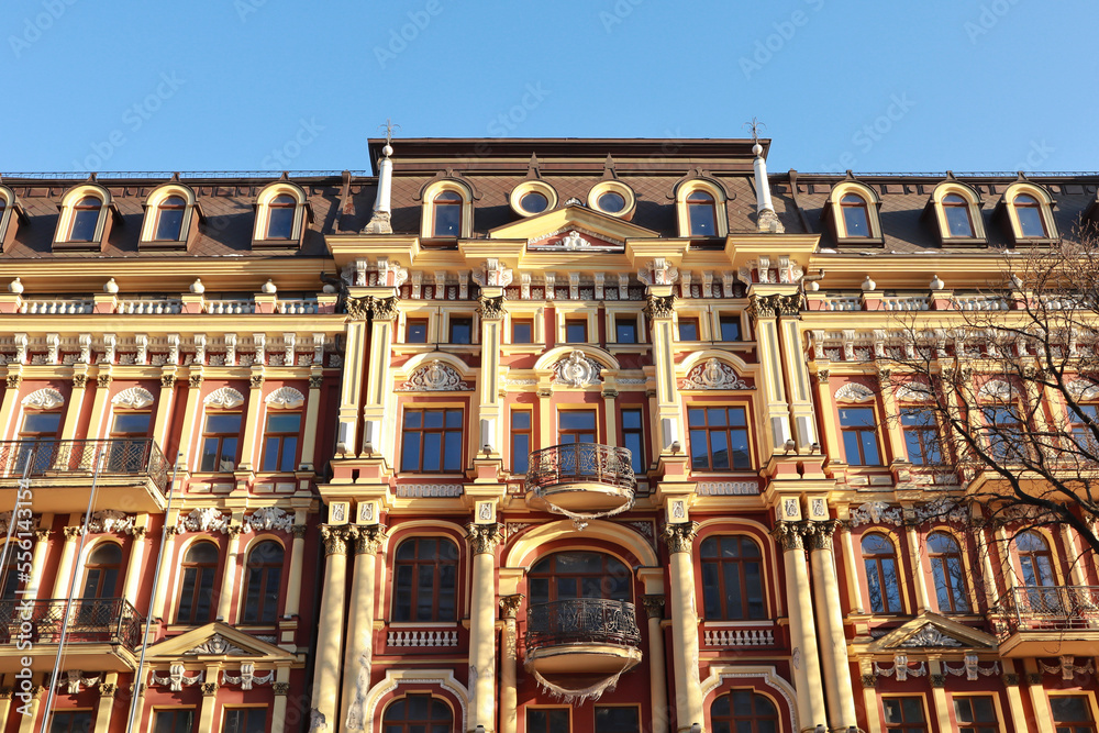 Famous Sirotkin's apartment house on Vladimirskaya Street in Kyiv, Ukraine