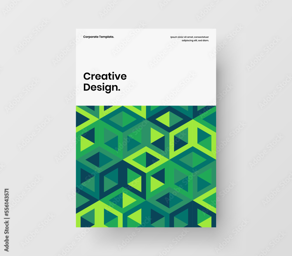 Modern mosaic pattern company cover template. Simple front page A4 vector design layout.