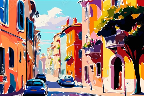 city street on sunny day  Abstract Digital Illustrations Painting Concept Art Part#231222
