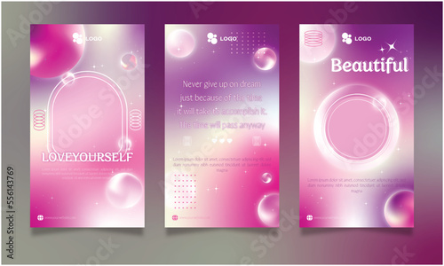 Aesthetic cute gradient social media stories template design