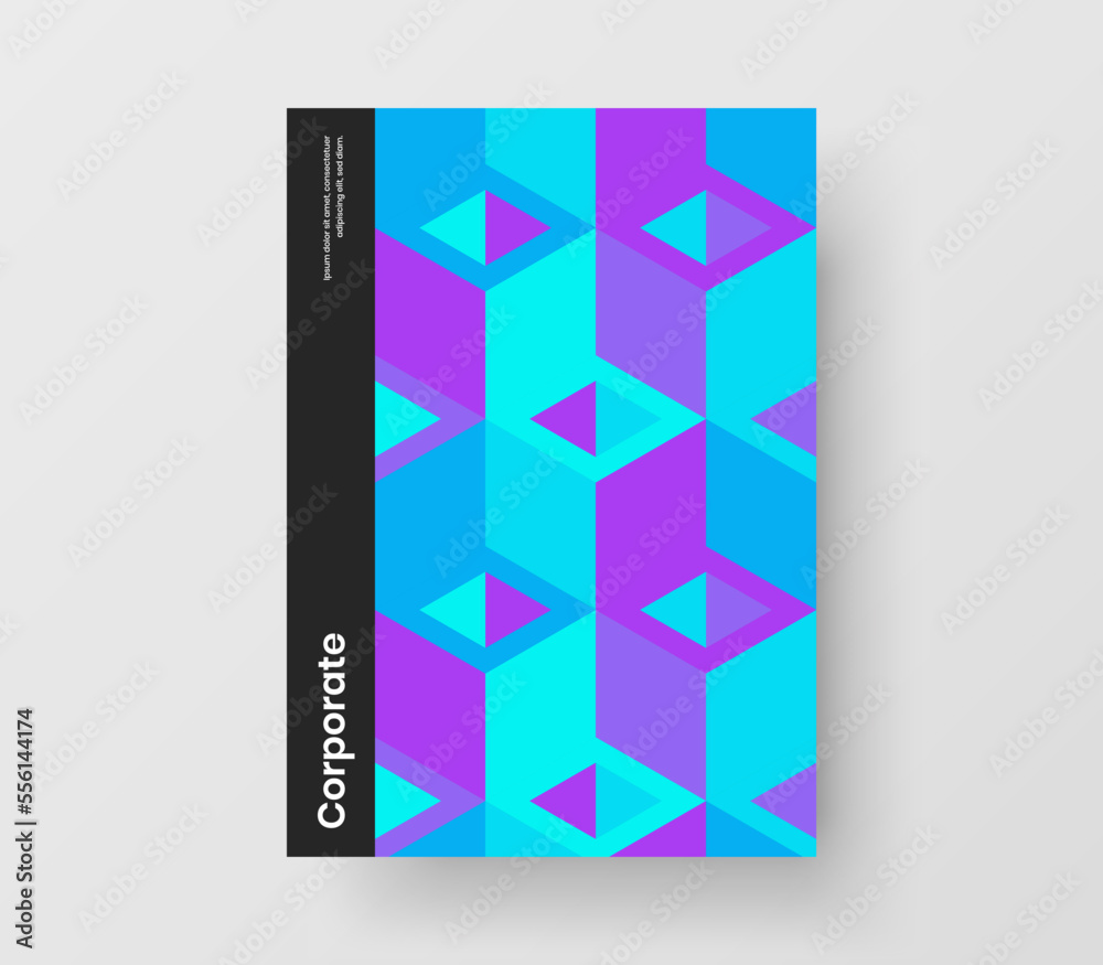 Simple mosaic shapes leaflet illustration. Multicolored corporate identity vector design layout.