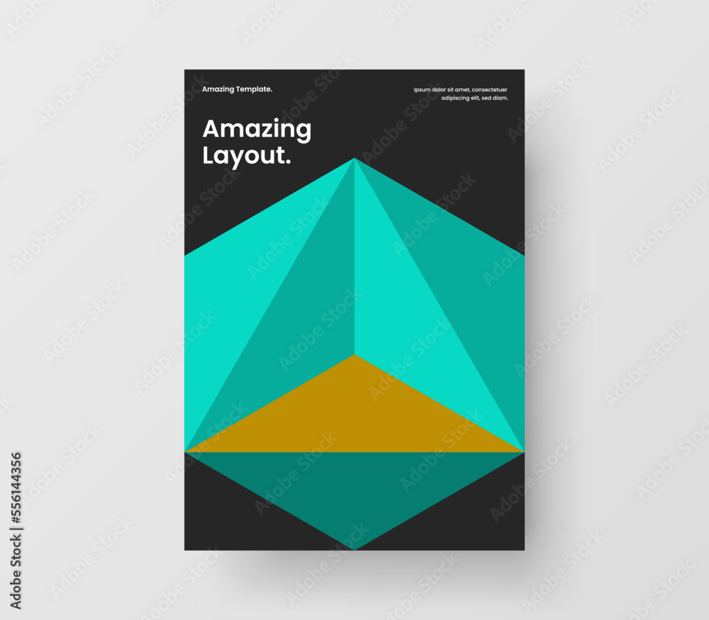Modern annual report A4 vector design template. Bright geometric tiles corporate cover layout.