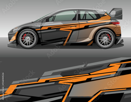 Car wrap vinyl racing decal ornament. Abstract geometric striped sport background design print template. Vector illustration.