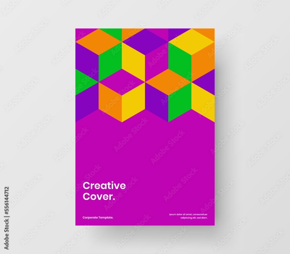 Simple geometric shapes corporate cover layout. Modern handbill A4 design vector illustration.