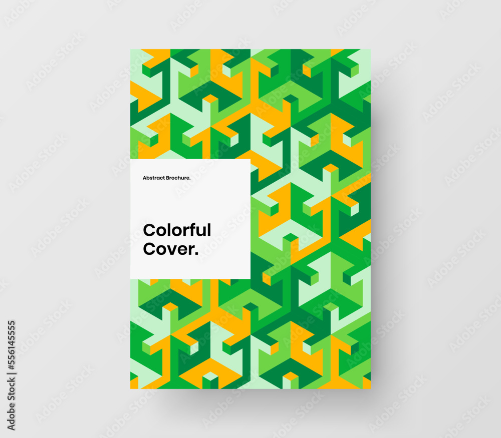 Minimalistic mosaic pattern handbill layout. Premium company brochure A4 design vector illustration.