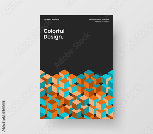 Multicolored mosaic pattern catalog cover template. Original corporate identity A4 design vector illustration.