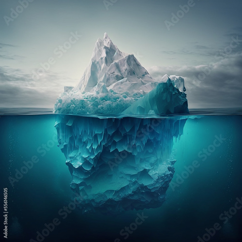 Image of an iceberg in the sea. Generative AI.