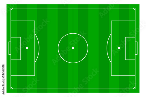 Soccer, football field, infographics, flat, app. Football field with green surface and white markings isolated on white background. jpg illustration of a soccer field jpeg 

