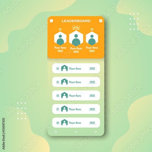 Colorful Game leaderboard with abstract background