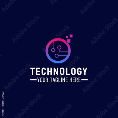 Technology Logo Template Design Vector, Emblem, Design Concept, Creative Symbol or Icon