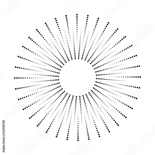 Radial speed lines in circle form for comic books. Fireworks explosion background. Vector illustration. Starburst round Logo. Circular design element. Abstract Geometric star rays.