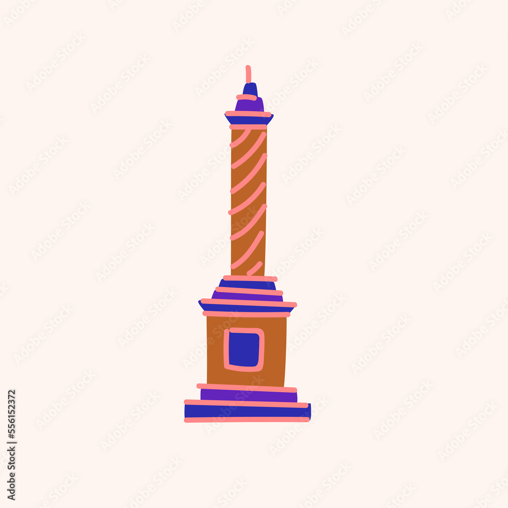 Flat drawing by hand. Illustration of a column. Isolated object on a light background.