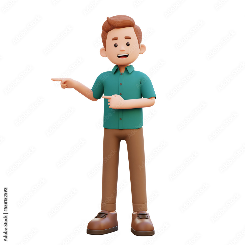 Obraz premium 3d male character pointing right