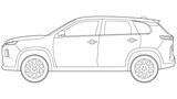 premium suv car outline vector illustration on white background