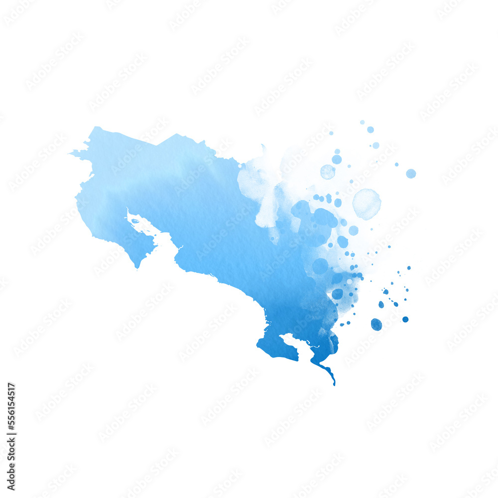 Obraz premium Country map watercolor sublimation background on white background. Costa Rica