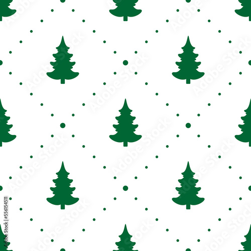 Seamless vector. Fir-tree background. New Year motif. Christmas tree ornament. Holidays wallpaper. Winter pine trees illustration. Xmas image. Pines pattern. Floral backdrop. Textile print.