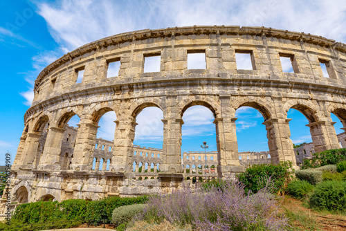 Fotobehang Pula Amphitheater, is a remarkably preserved structure from the Roman Empire