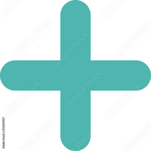 Plus symbol for business or studies in bluish turquoise
