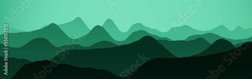 creative panoramic picture of mountains ridges in the mist digital art background texture illustration