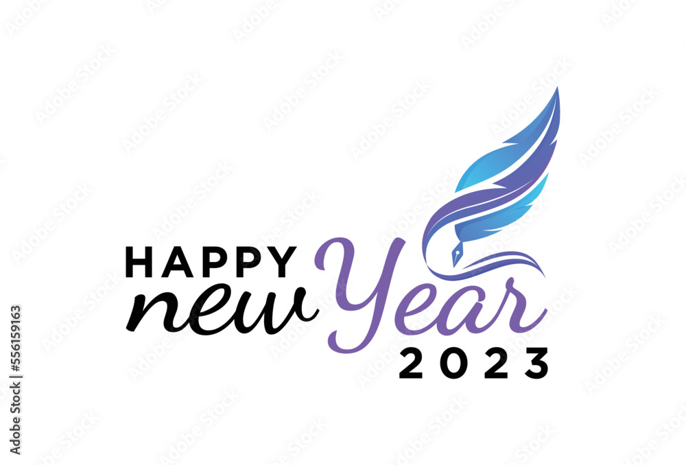 Fototapeta premium Happy New Year 2023, typography, calligraphic design, colorful New Year vector design, Design template Celebration poster, vector illustration