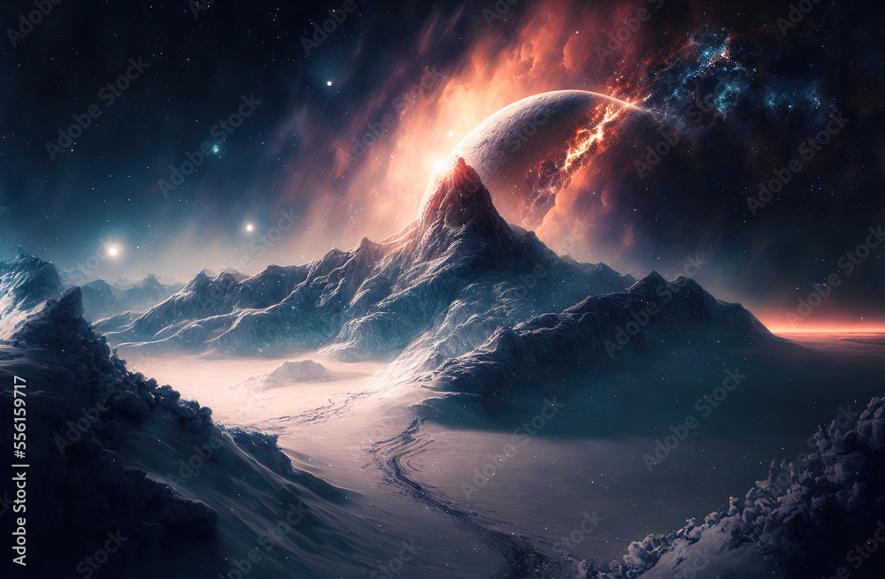 universe and mountains, galaxy universe and mountains, galaxy