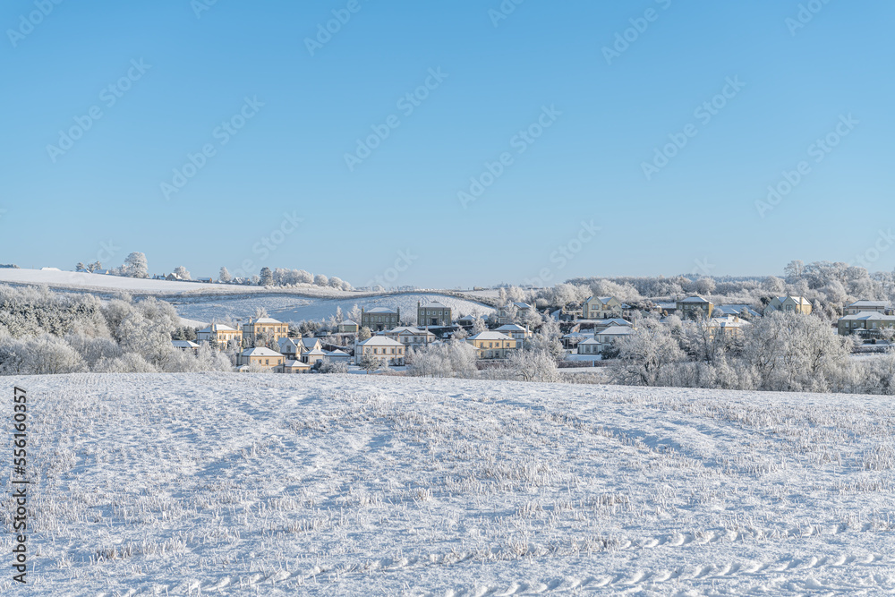 Snow covered Heiton in the Scottish Borders, United Kingdom
