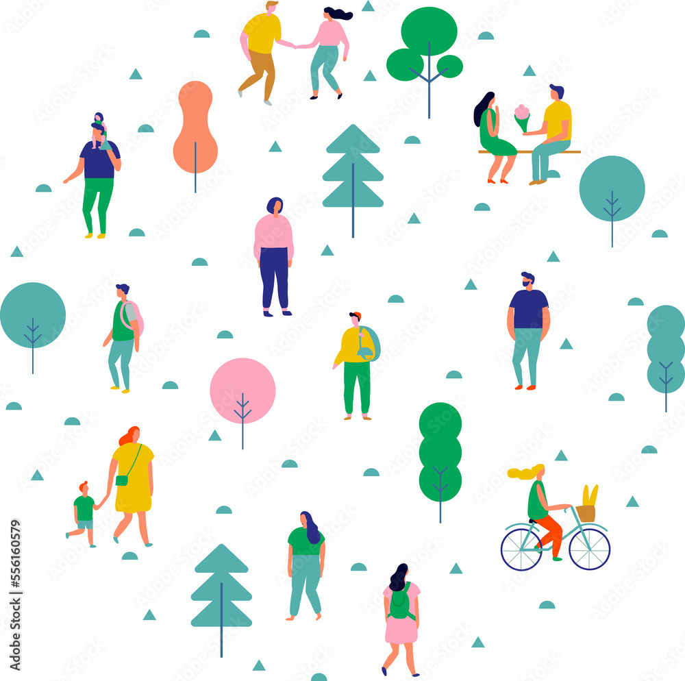 Fototapeta premium People in summer park illustration