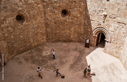 Photos Interior view of the octagonal Castel del Monte (Castle of the Mountain) near Andria, Puglia, Italy, a 13th-century citadel and castle built by Emperor Frederick II
