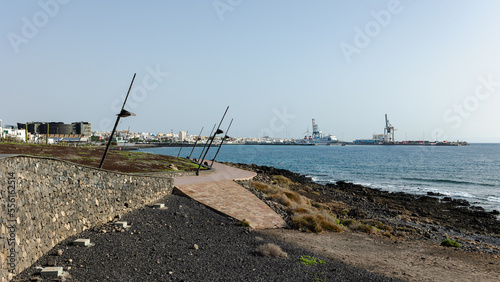 Embankment of Puerto del Rosario. Puerto del Rosario is a city on the Atlantic Ocean on the island of Fuerteventura  Canary Islands  Spain.