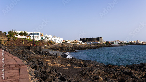 Embankment of Puerto del Rosario. Puerto del Rosario is a city on the Atlantic Ocean on the island of Fuerteventura, Canary Islands, Spain.